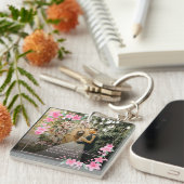 Elegante Waterverf 1 foto Kerstmis Flat Blush Sleutelhanger (Voorkant Rechts)