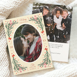 Elegante Waterverf 2 Foto Gele Kerstmis 2023 Feestdagenkaart