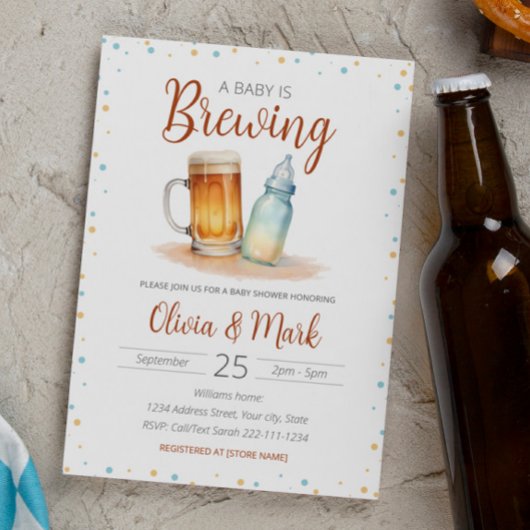 Elegante Waterverf A Baby is Brouwen Baby shower Kaart