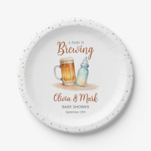 Elegante Waterverf A Baby is Brouwen Baby shower Papieren Bordje