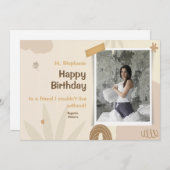 Elegante Waterverf aangepaste foto Happy Birthday Feestdagenkaart (Voorkant / Achterkant)