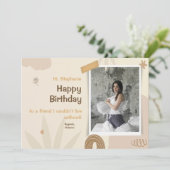 Elegante Waterverf aangepaste foto Happy Birthday Feestdagenkaart (Staand voorkant)