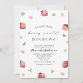 Elegante Waterverf aardbei Baby shower Kaart (Voorkant)