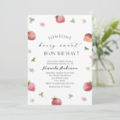 Elegante Waterverf aardbei Baby shower Kaart (Staand voorkant)