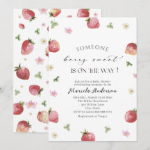 Elegante Waterverf aardbei Baby shower