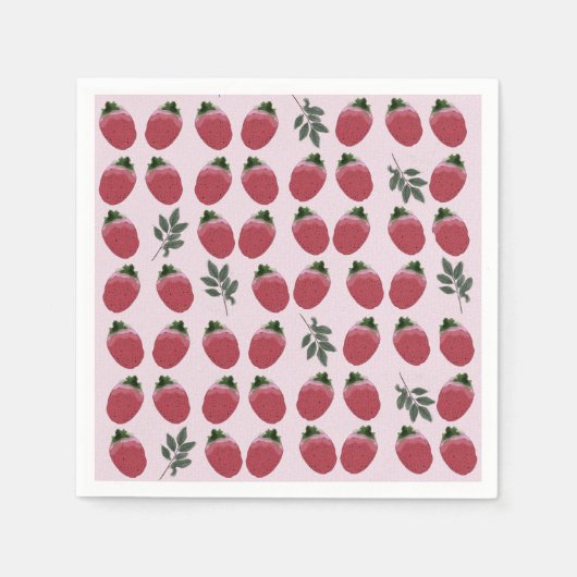 Elegante Waterverf Aardbei Bday Party Servet (Voorkant)