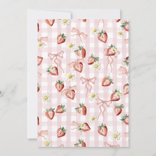 Elegante Waterverf Aardbei meisje 1e verjaardag Kaart (Achterkant)