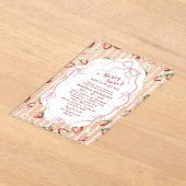 Elegante Waterverf Aardbei meisje Baby shower in Acryl Uitnodigingen (Laagn)