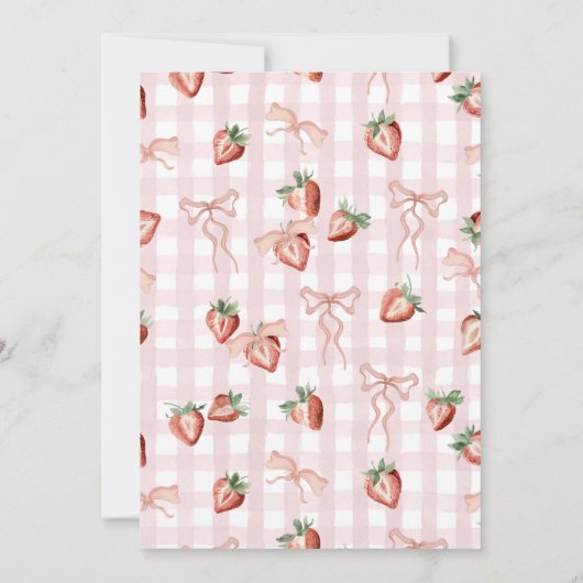 Elegante Waterverf Aardbei meisje Baby shower in Kaart (Achterkant)
