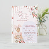 Elegante Waterverf Aardbei meisje Baby shower Kaart (Staand voorkant)