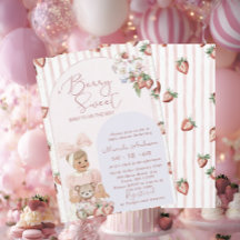 Elegante waterverf aardbei meisje baby shower