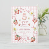 Elegante waterverf aardbeien biFlat Vakantie Kaart (Staand voorkant)