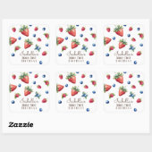 Elegante Waterverf aardbeienbes Eerste Verjaardag Vierkante Sticker (Vel)