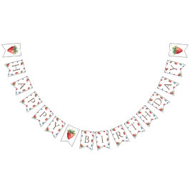 Elegante Waterverf Aardbeienbes Happy Birthday Vlaggetjes