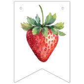 Elegante Waterverf Aardbeienbes Happy Birthday Vlaggetjes (Eerste vlag)