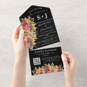 Elegante Waterverf Aardige Bloemen Bruiloft RSVP All In One Uitnodiging (Afscheurbaar)