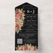 Elegante Waterverf Aardige Bloemen Bruiloft RSVP All In One Uitnodiging (Binnen)