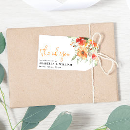 Elegante Waterverf Abrikoos Bloemen Cadeaulabel