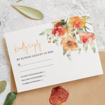 Elegante Waterverf Abrikoos Bloemige Trouw-RSVP