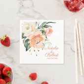 Elegante waterverf abrikoos crème rozen bruiloft servet (Insitu)