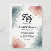 Elegante Waterverf Abstract Elegant 50ste Verjaard Kaart (Voorkant)