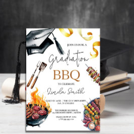 Elegante Waterverf Afstuderen BBQ Kaart