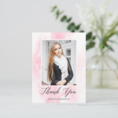 Elegante Waterverf Afstuderen foto Dank u Briefkaart (Staand voorkant)