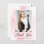 Elegante Waterverf Afstuderen foto Dank u Briefkaart (Voorkant / Achterkant)