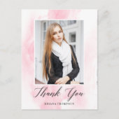 Elegante Waterverf Afstuderen foto Dank u Briefkaart (Voorkant)