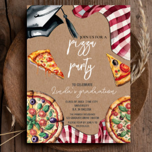 Elegante Waterverf Afstuderen Pizza Uitnodiging