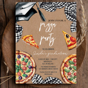 Elegante Waterverf Afstuderen Pizza Uitnodiging