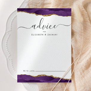 Elegante Waterverf Agate Paarse Gouden Bruiloft Advieskaart
