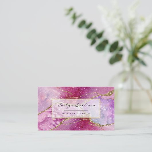 elegante waterverf agate visitekaartje (Staand voorkant)