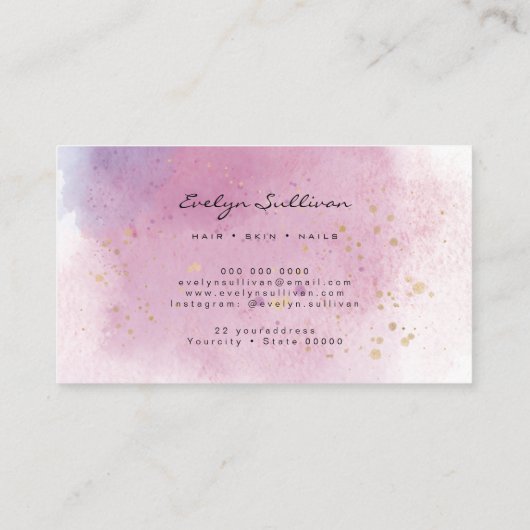 elegante waterverf agate visitekaartje (Achterkant)