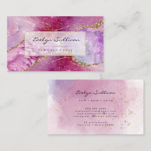 elegante waterverf agate visitekaartje (Voorkant / Achterkant)