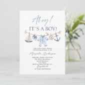 Elegante Waterverf Ahoy het is een Boy Baby shower Kaart (Staand voorkant)