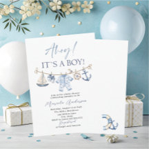 Elegante Waterverf Ahoy het is een Boy Baby shower
