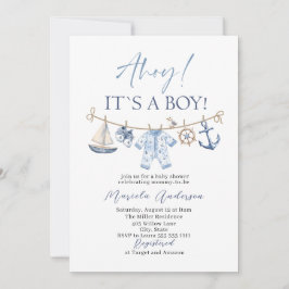 Elegante Waterverf Ahoy het is een Boy Baby shower Kaart