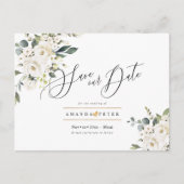 Elegante Waterverf Alabaster Rozen Save the Date Briefkaart (Voorkant)