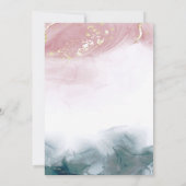 Elegante Waterverf Alcohol Ink Blush Blauw Bruilof Kaart (Achterkant)