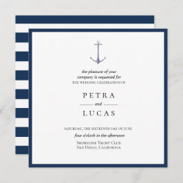 Elegante Waterverf Anker Wedding Kaart