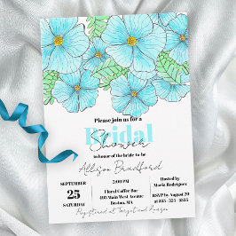 Elegante Waterverf Aqua Blue Flowers Vrijgezellenf Kaart