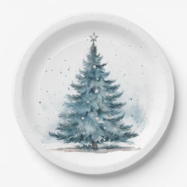 Elegante Waterverf Baby Blue Winter Wonderland Papieren Bordje