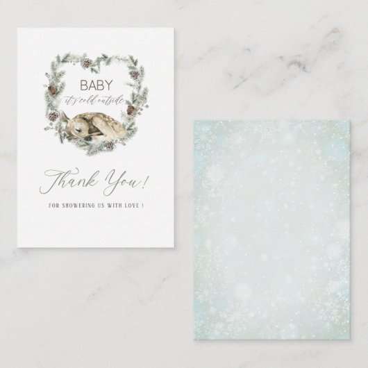 Elegante Waterverf baby het is koud buiten Baby sh Notitiekaartje (Voorkant / Achterkant)