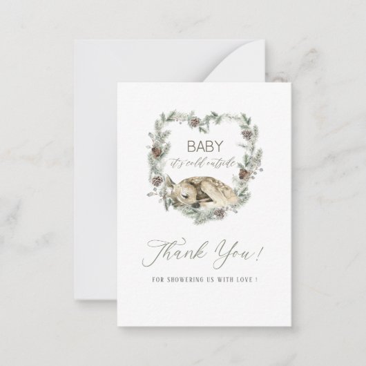 Elegante Waterverf baby het is koud buiten Baby sh Notitiekaartje (Voorkant)