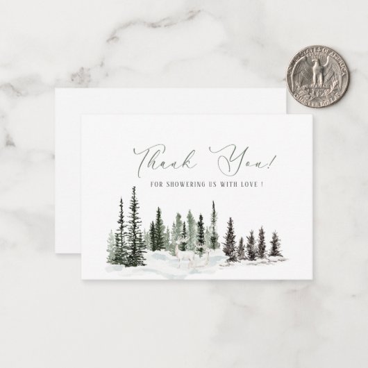 Elegante Waterverf baby het is koud buiten Baby sh Notitiekaartje (Voorkant / Achterkant in situ)