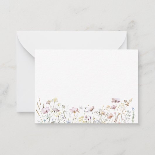 Elegante Waterverf Baby in bloei wilde bloemen Bab Notitiekaartje (Achterkant)