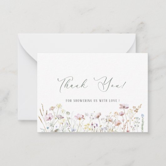 Elegante Waterverf Baby in bloei wilde bloemen Bab Notitiekaartje (Voorkant)