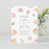 Elegante Waterverf Baby in Bloom Baby shower Kaart (Staand voorkant)