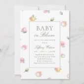 Elegante Waterverf Baby in Bloom Meisje Baby Showe Kaart (Voorkant)